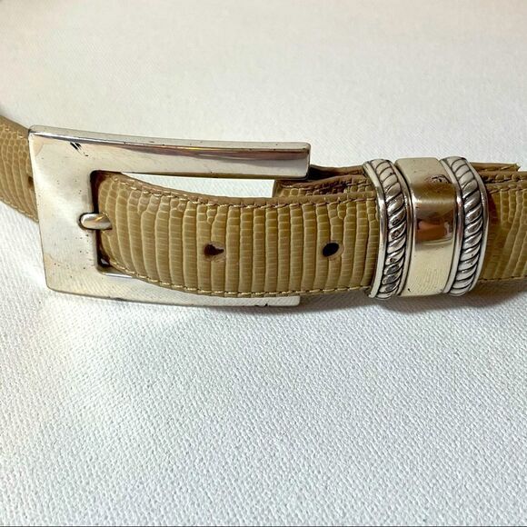 Brighton tan Crocodile belt with silver buckle ML 32 - Picture 1 of 6